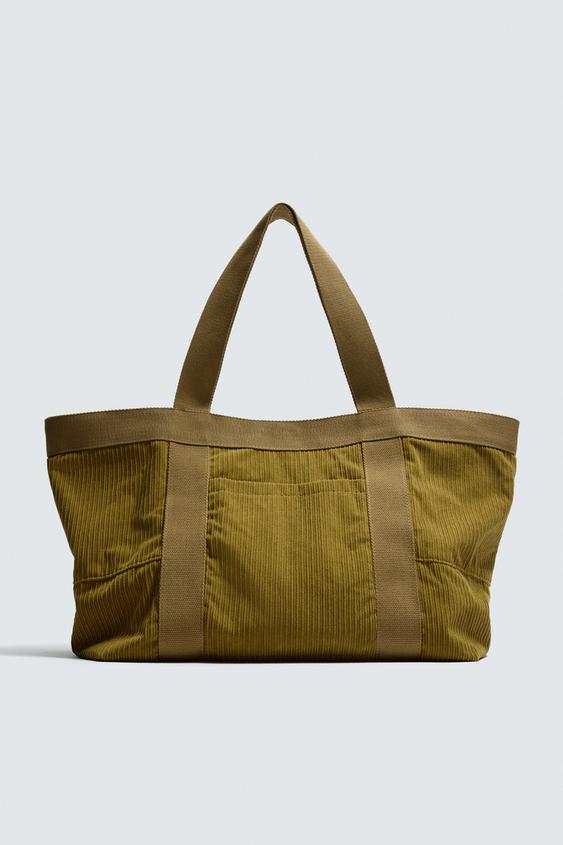 CORDUROY EFFECT TOTE BAG