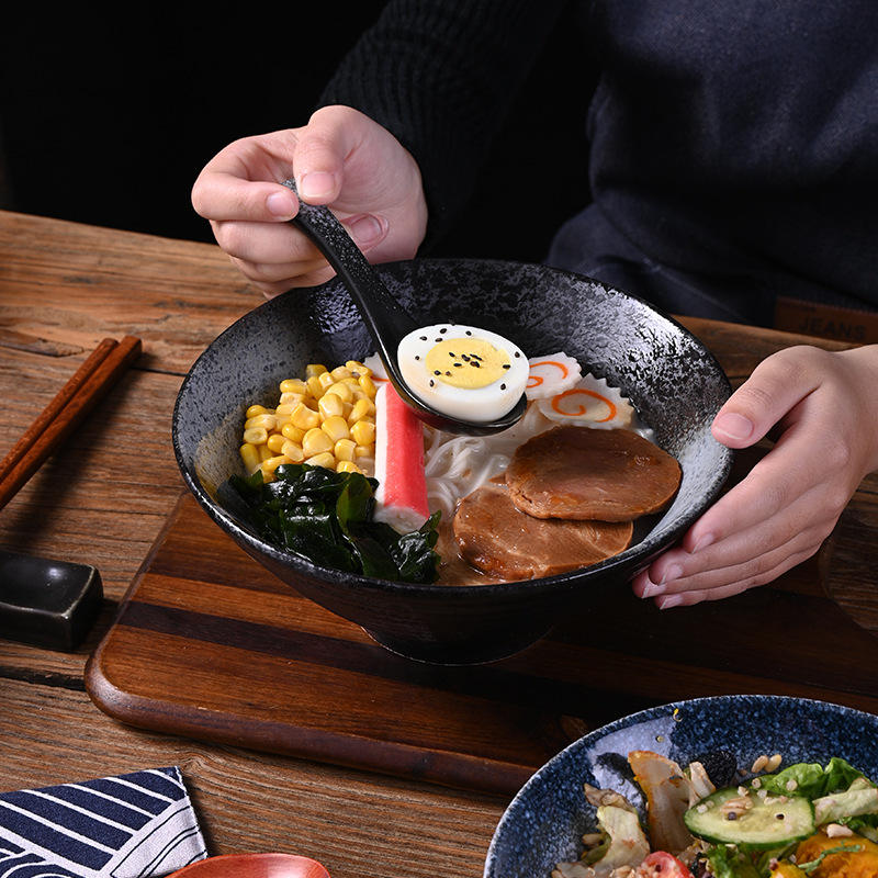 Japansk Keramisk Suppe- og Nudel Skål – 7 Tommer, Klassisk Stil,