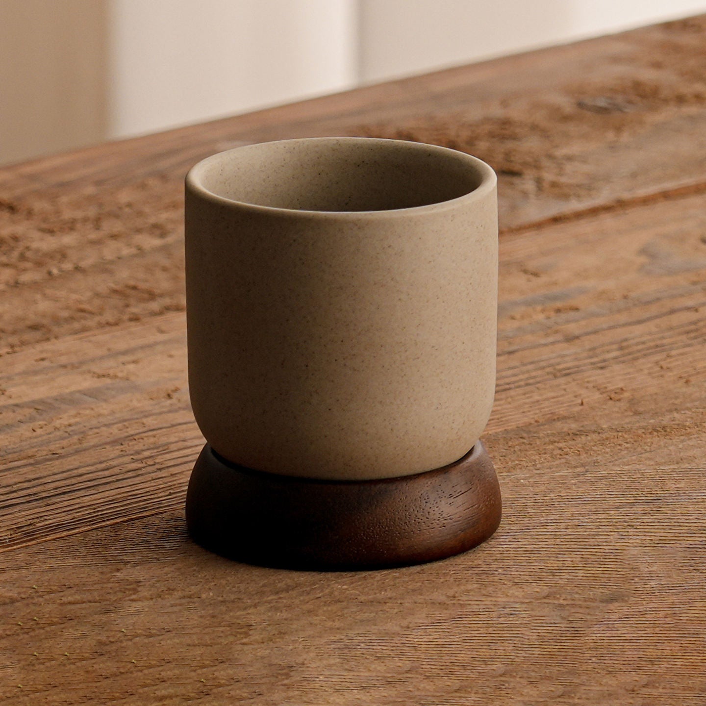 Retro Håndlavet Ler Kaffemugg uden Håndtag – Mat Beige, 150 ml