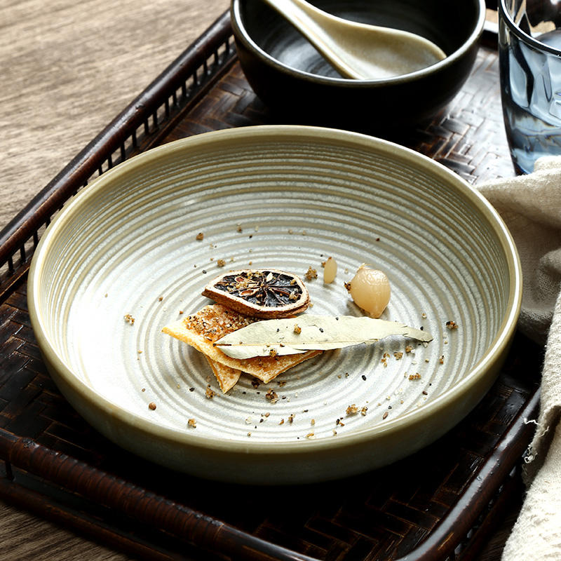 Japandi Stil 7.5 Tommer Rund Keramisk Suppetallerken med Emalje-Finish