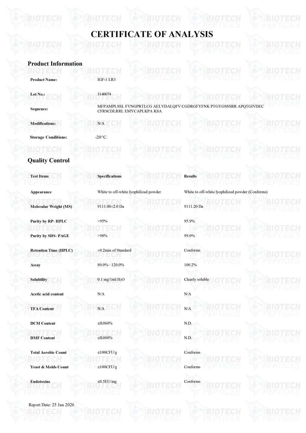 (💪 Rapid muscle gain) Receptor Grade IGF-1 LR3 (100mcg) - 10 Vials